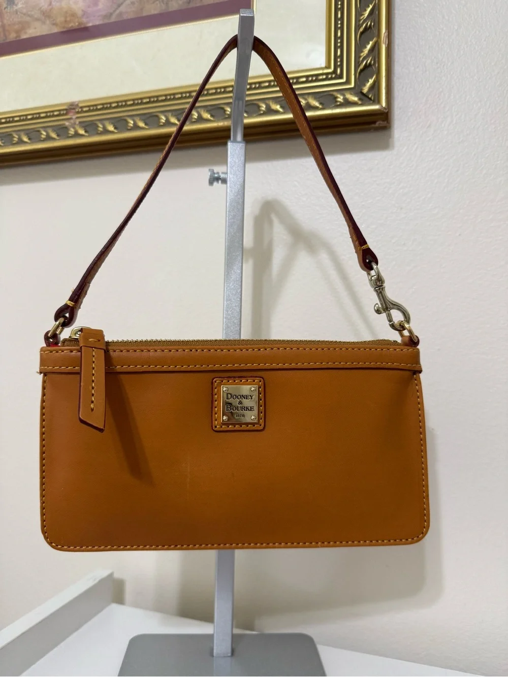 Dooney & Bourke Caramel Brown Leather Wristlet.